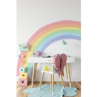 Watercolor Large Rainbow Wall Decal, Nursery Sticker, Pastel Kids Decals | Etsy (US)
