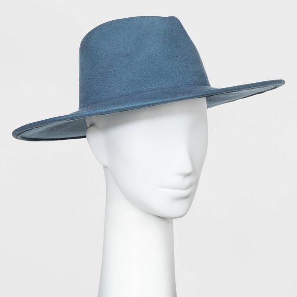 Women's Wide Brim Felt Fedora Hat - Universal Thread™ Blue One Size | Target