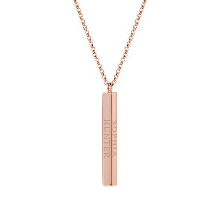 Engravable Vertical Square Rose Gold Name Bar Necklace | Eve's Addiction Jewelry