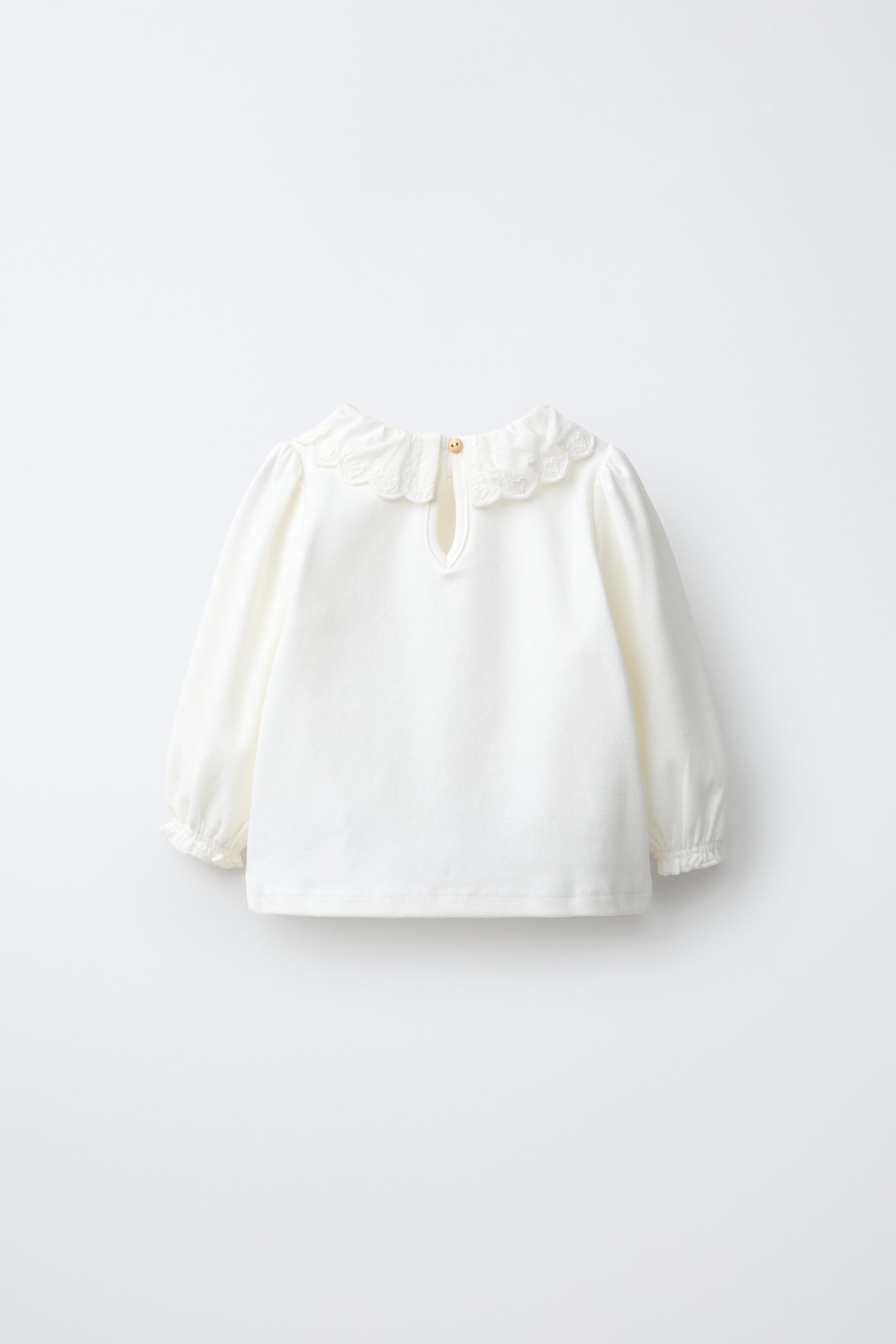 EMBROIDERED PETER PAN COLLAR TOP | Zara US