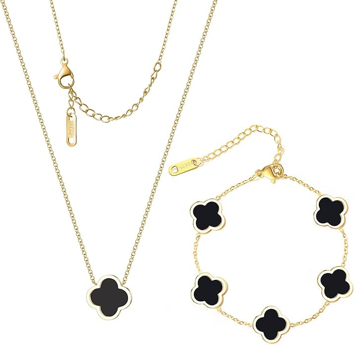 Delicacy Clover Bracelets Necklace Set:Clover Necklaces Clover Bracelet Women Link Bracelets Cute... | Amazon (US)