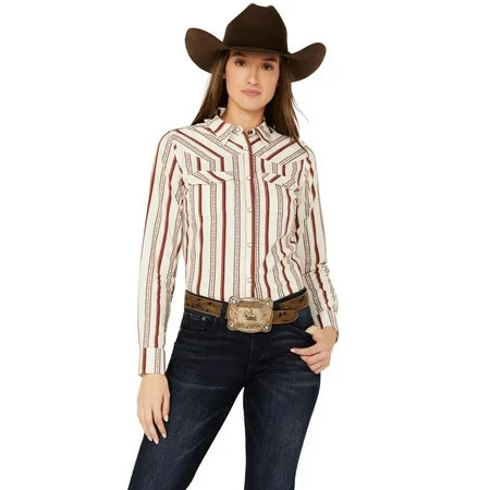 Shyanne Women s Rocksprings Striped Long Sleeve Snap Western Shirt - SRSP24W35-BKRD US | Walmart (US)