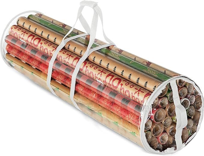 Christmas Wrapping Paper Storage Bag, Fits 14 to 20 Standard Rolls Up to 40"- Slim Design Under b... | Amazon (US)