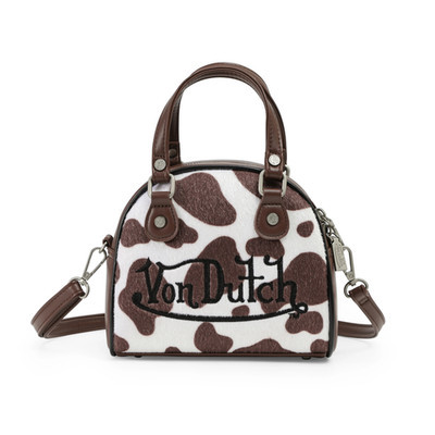 Von Dutch Brown and White Cow Print Vegan Pony Hair Bowling Bag | eBay | eBay US