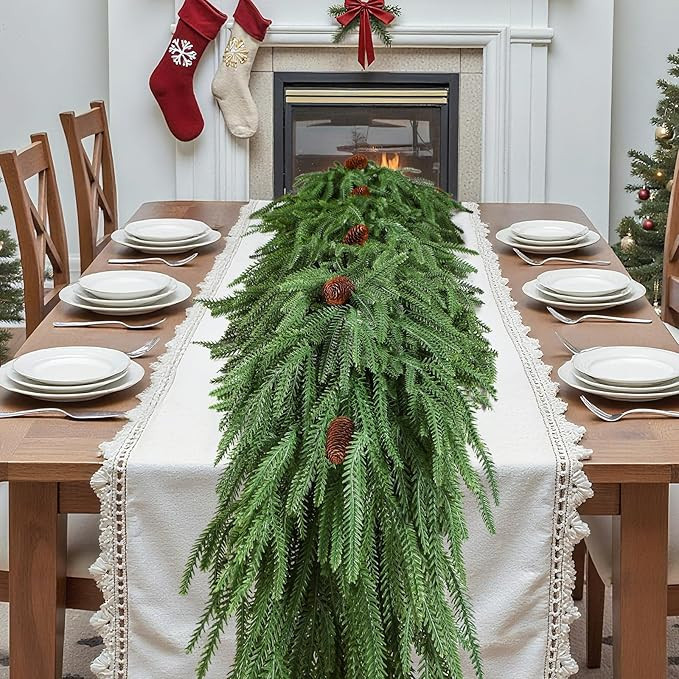 SHareconn 9Ft Christmas Garlands Norfolk Pine Garland for Mantle Realistic,Real Touch Artificial ... | Amazon (CA)