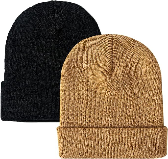 ZOORON 2 Pack Beanie for Men Women Slouchy Beanie Hats Winter Knit Caps Soft Ski Hat Unisex | Amazon (US)