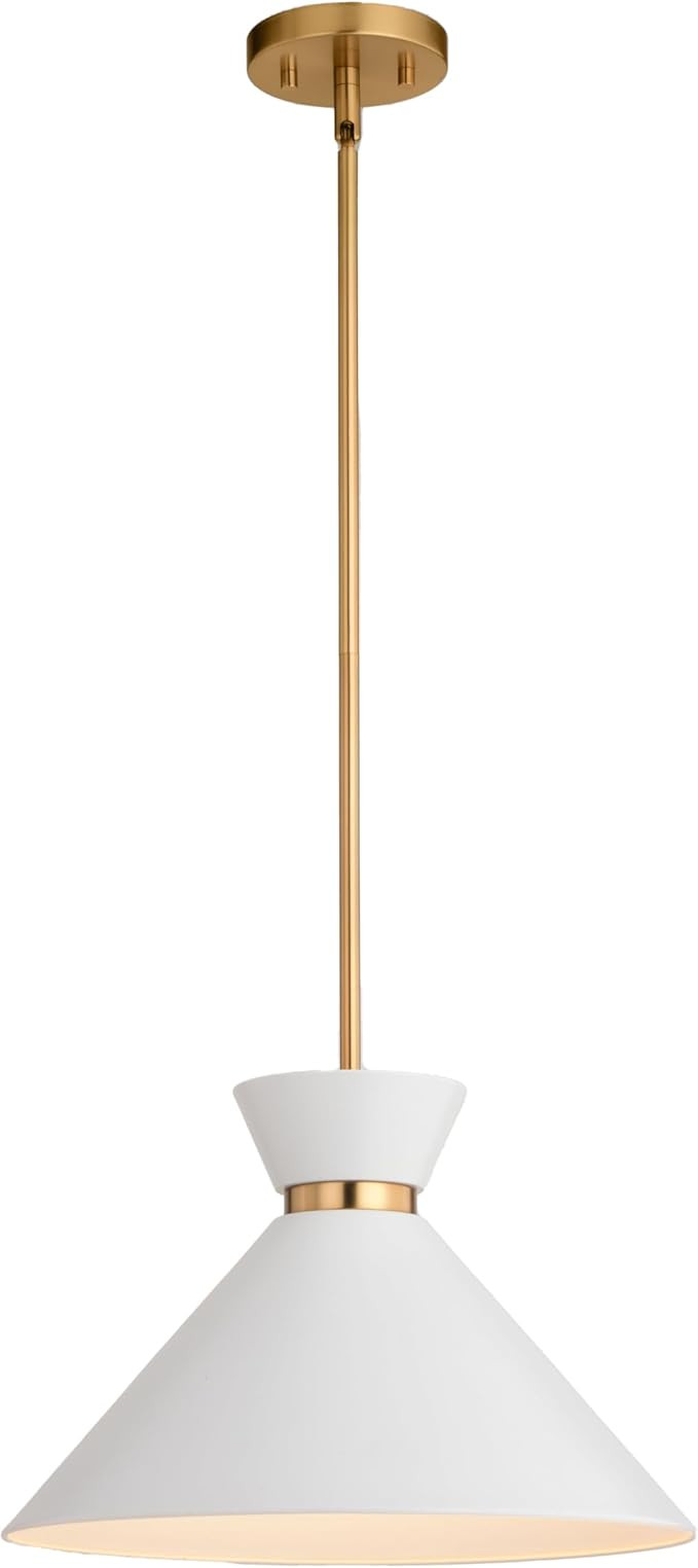 VAXCEL Racine 15 inch Matte White/Natural Brass Light Pendant, Mid-Century Modern Style, Bowtie P... | Amazon (US)