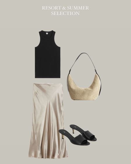 Classy summer look inspo with satin skirt 🤍 
Tank top, straw bag, leather mules, 
Arket, h&m, cos , minimal look, outfit inspiration

#LTKstyletip #LTKeurope #LTKbump