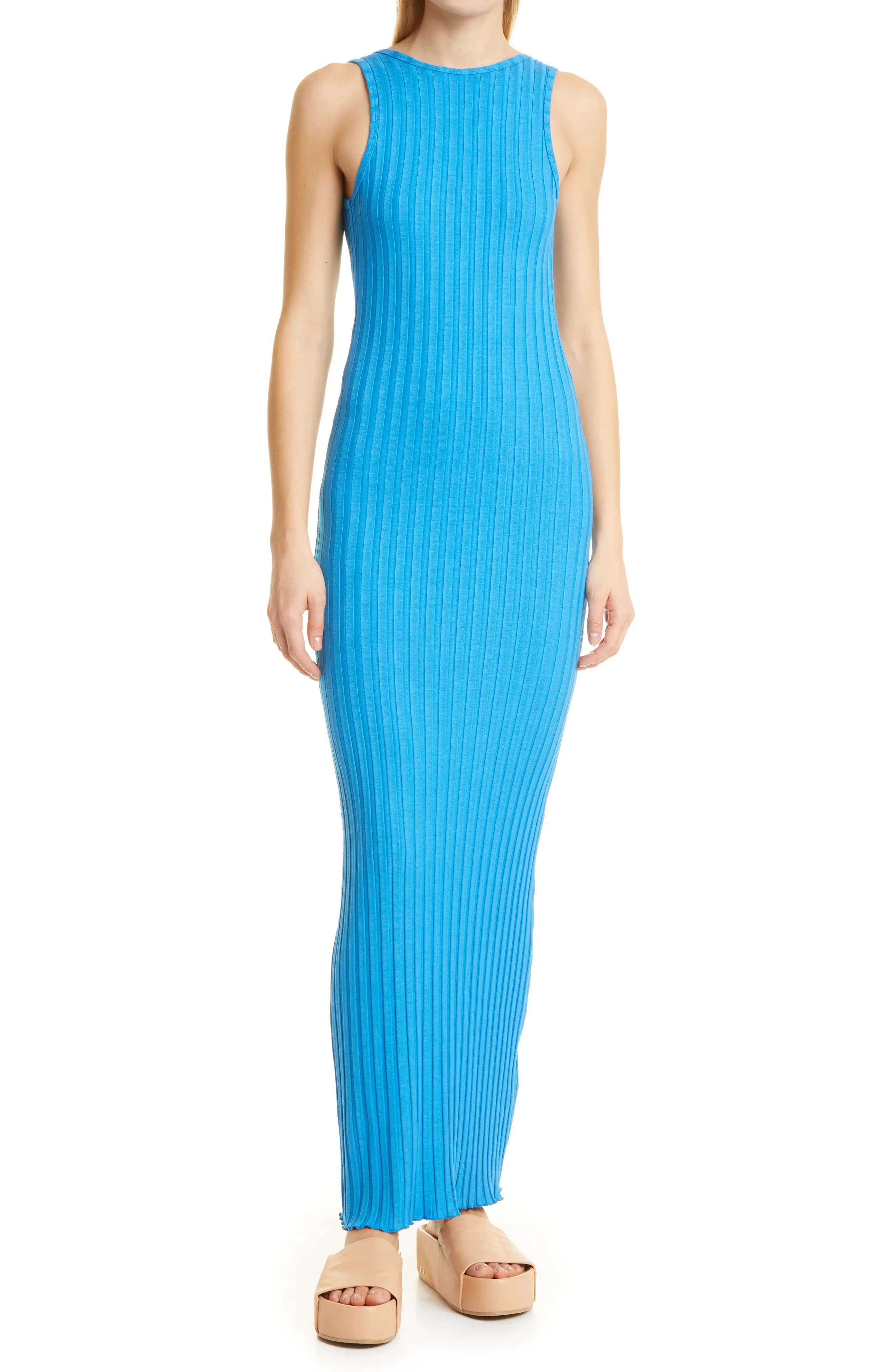 Simon Miller Draco Ribbed Body-Con Maxi Dress in Blue at Nordstrom, Size X-Large | Nordstrom