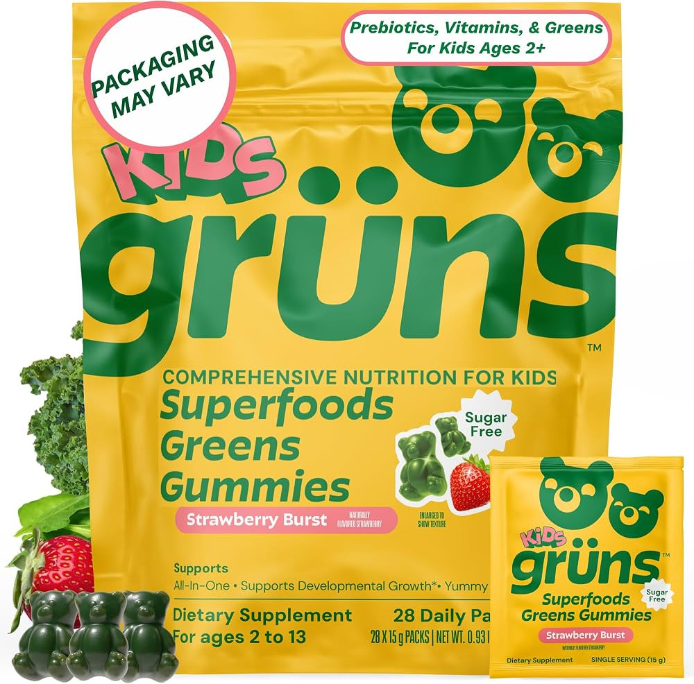Gruns Superfood Gummies Multivitamin for Kids, Sugar Free, 28ct | Amazon (US)