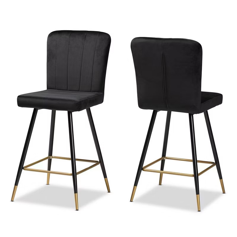 2pc Preston Two-Tone and Metal Bar Stool Set - Baxton Studio | Target