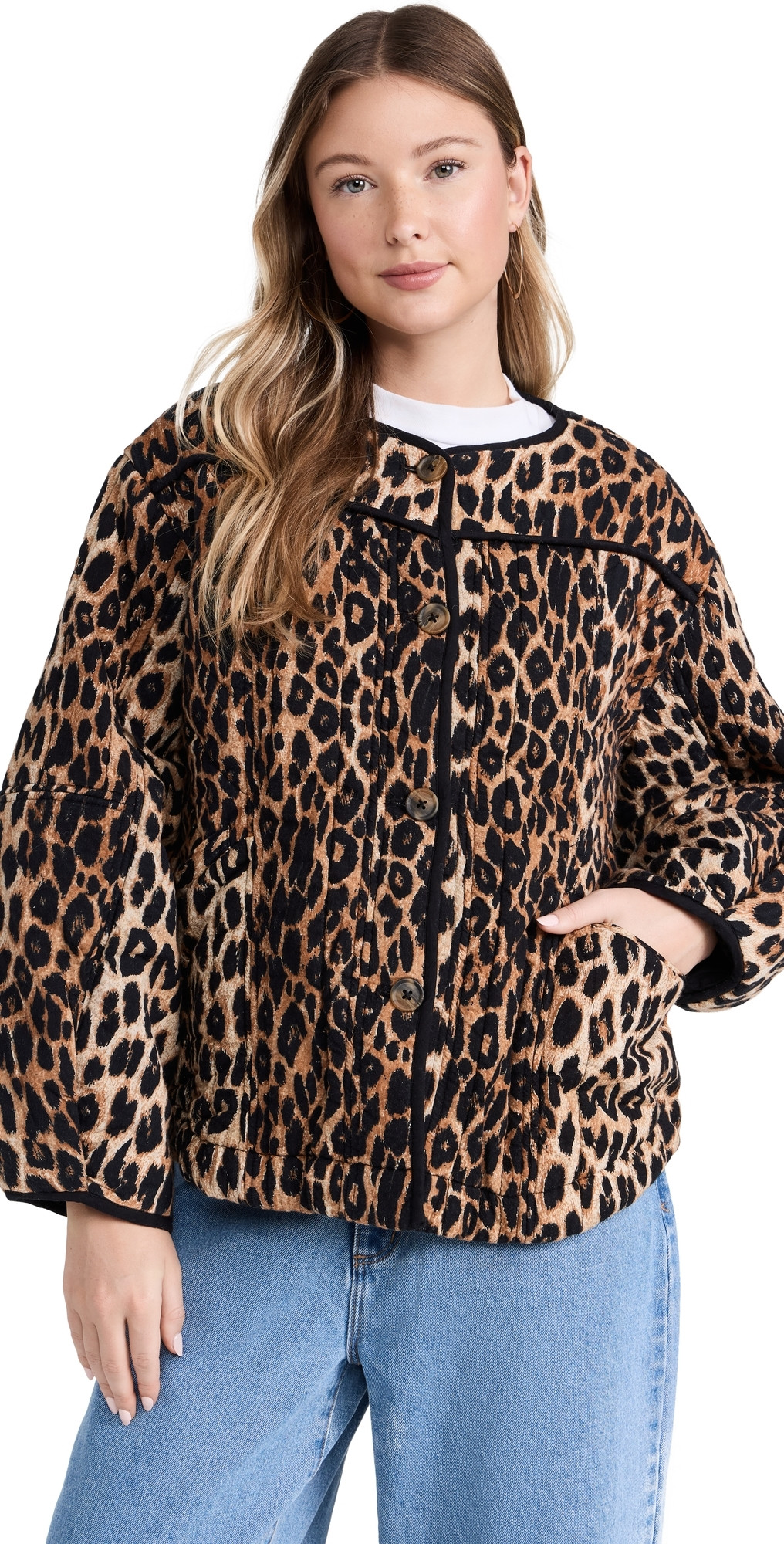Damson Madder Macy Quilted Jacket Leopard 14 | Shopbop