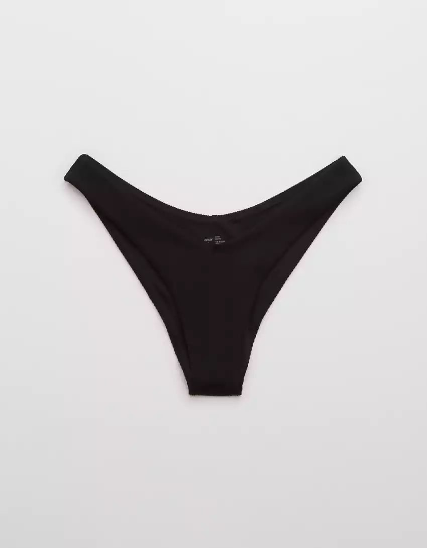 Aerie Ribbed Super High Cut Cheekiest Bikini Bottom | Aerie