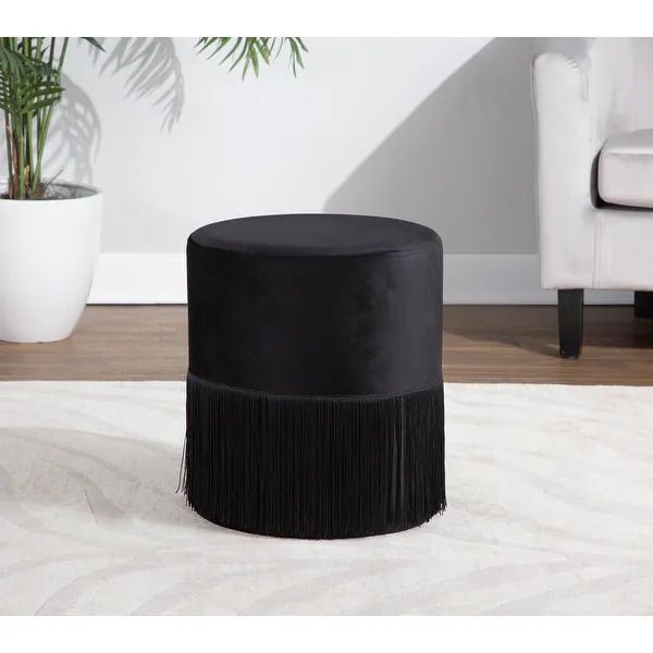 Silver Orchid Gruning Contemporary Velvet Ottoman | Bed Bath & Beyond