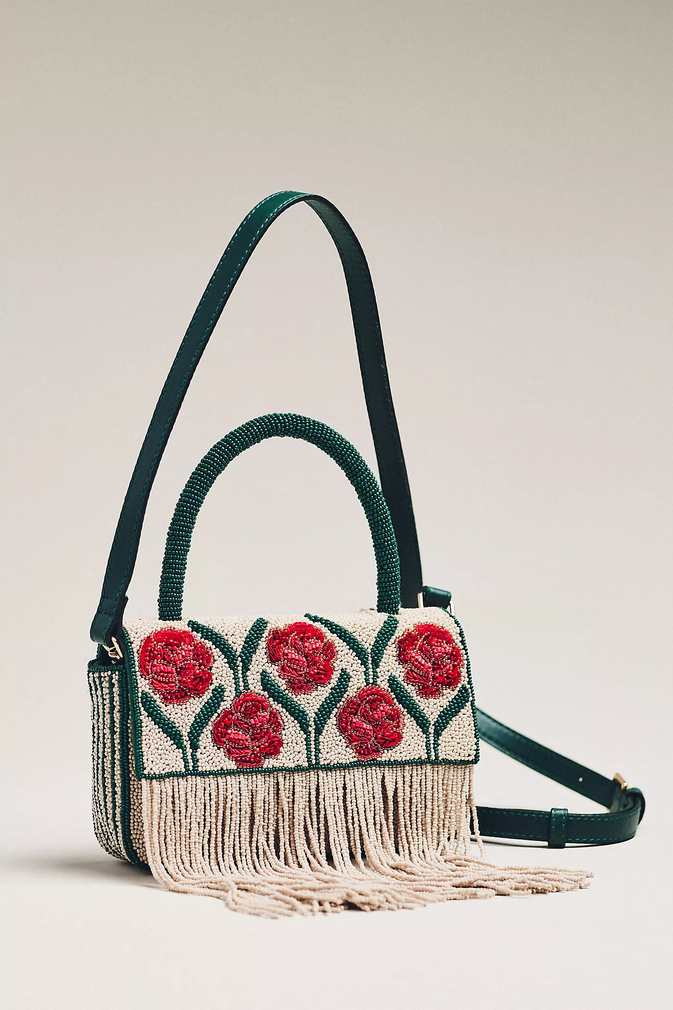 Beaded Fringe Floral Shoulder Bag | Anthropologie (US)