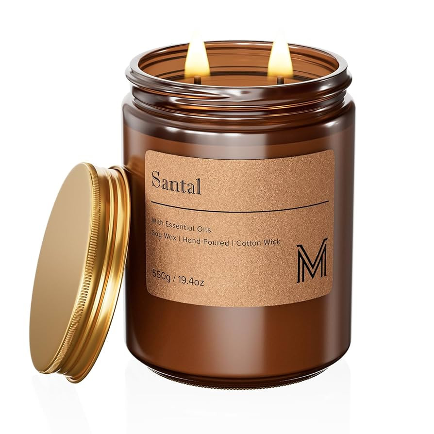 M&SENSE Santal Home Scented Candle | 19.4oz, 115-Hour Burn | Natural Organic Soy Wax | Long-Lasti... | Amazon (US)