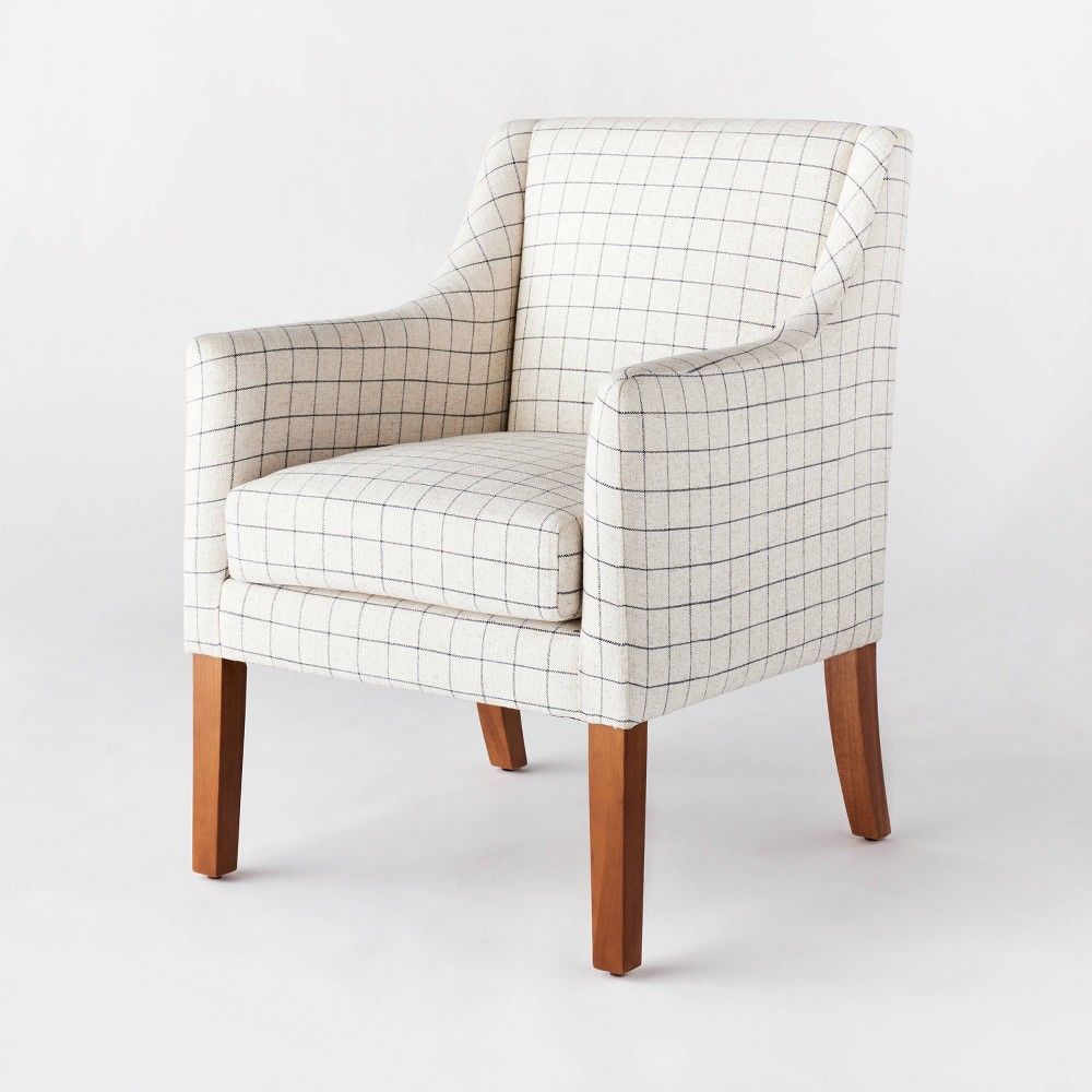 Clearfield Swoop Arm Dining Chair Navy Plaid - Threshold designed with Studio McGee | Target