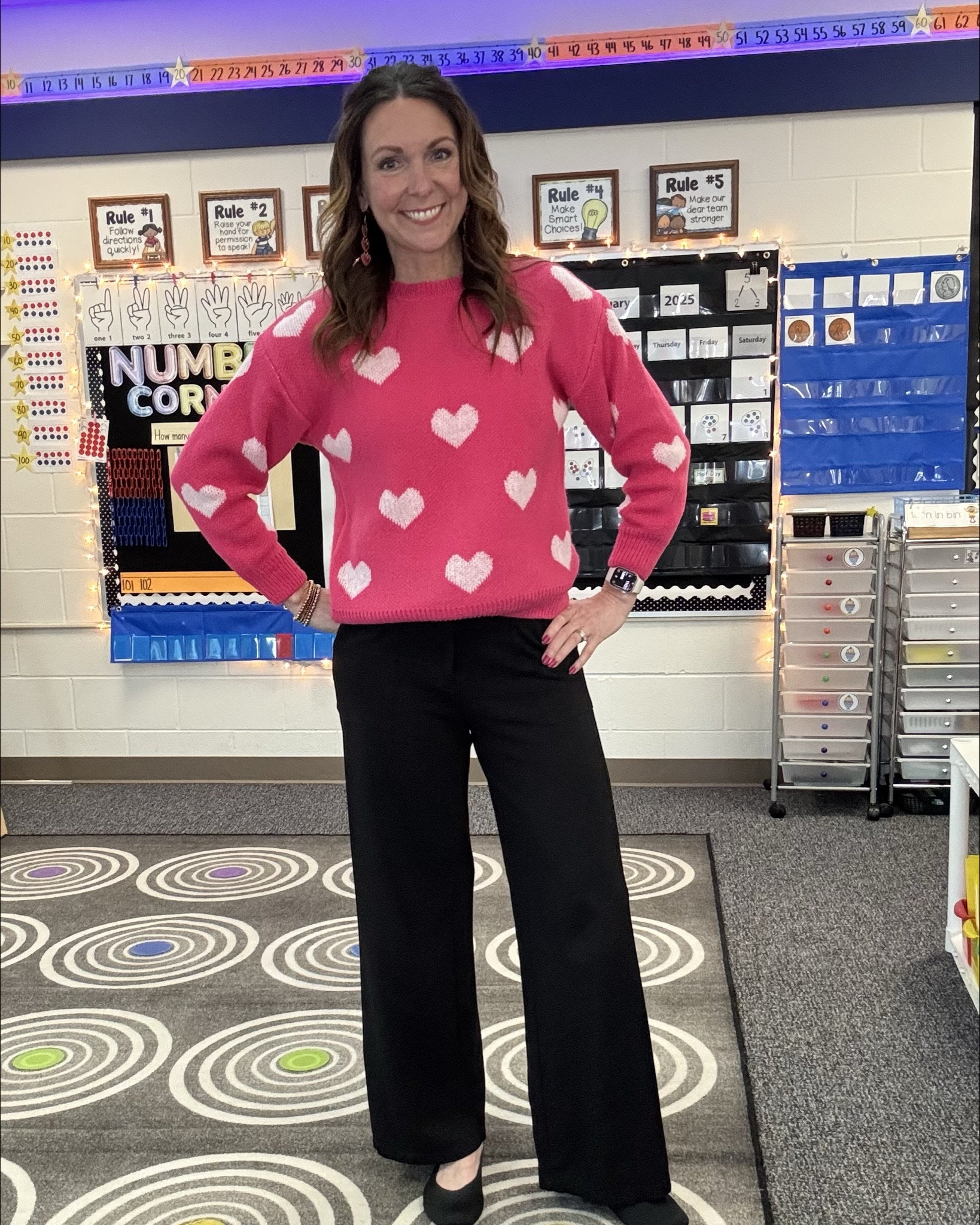 Pink Sweater + Black Pants = Cute & Comfy 🖤💖 
Teacher OOTD Valentine’s Style! 

#LTKSeasonal #LTKFindsUnder50 #LTKOver40
