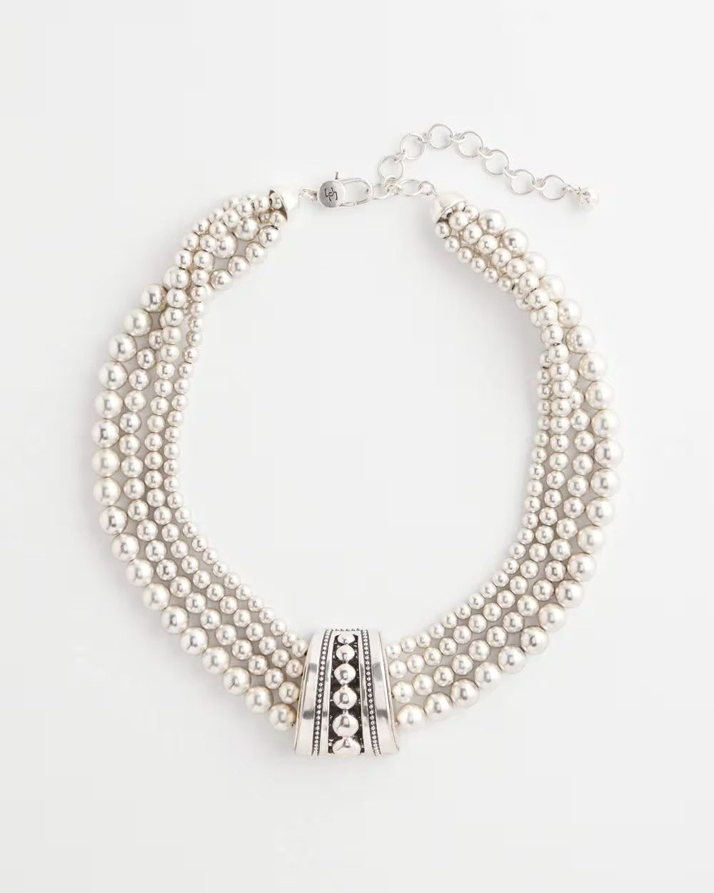 Silvertone Beaded Bib Necklace | Chico's