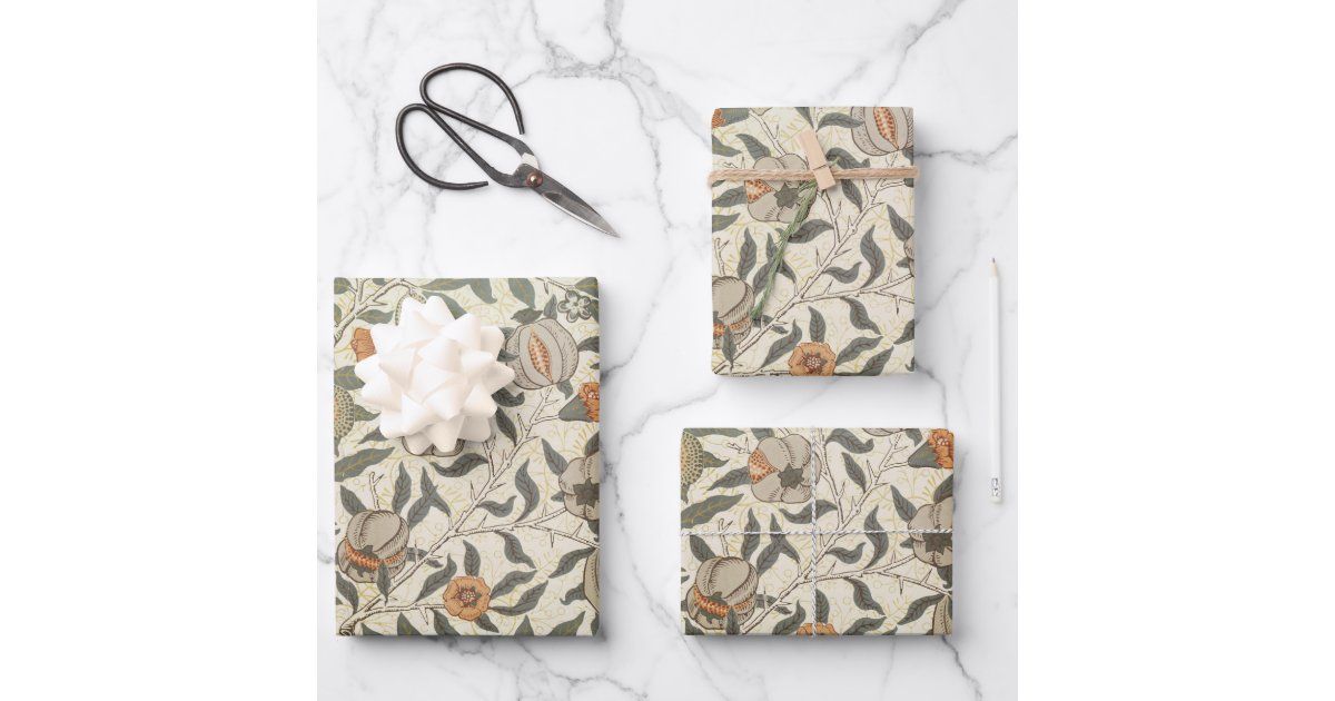 Vintage Floral William Morris Fruit Wrapping Paper Sheets | Zazzle