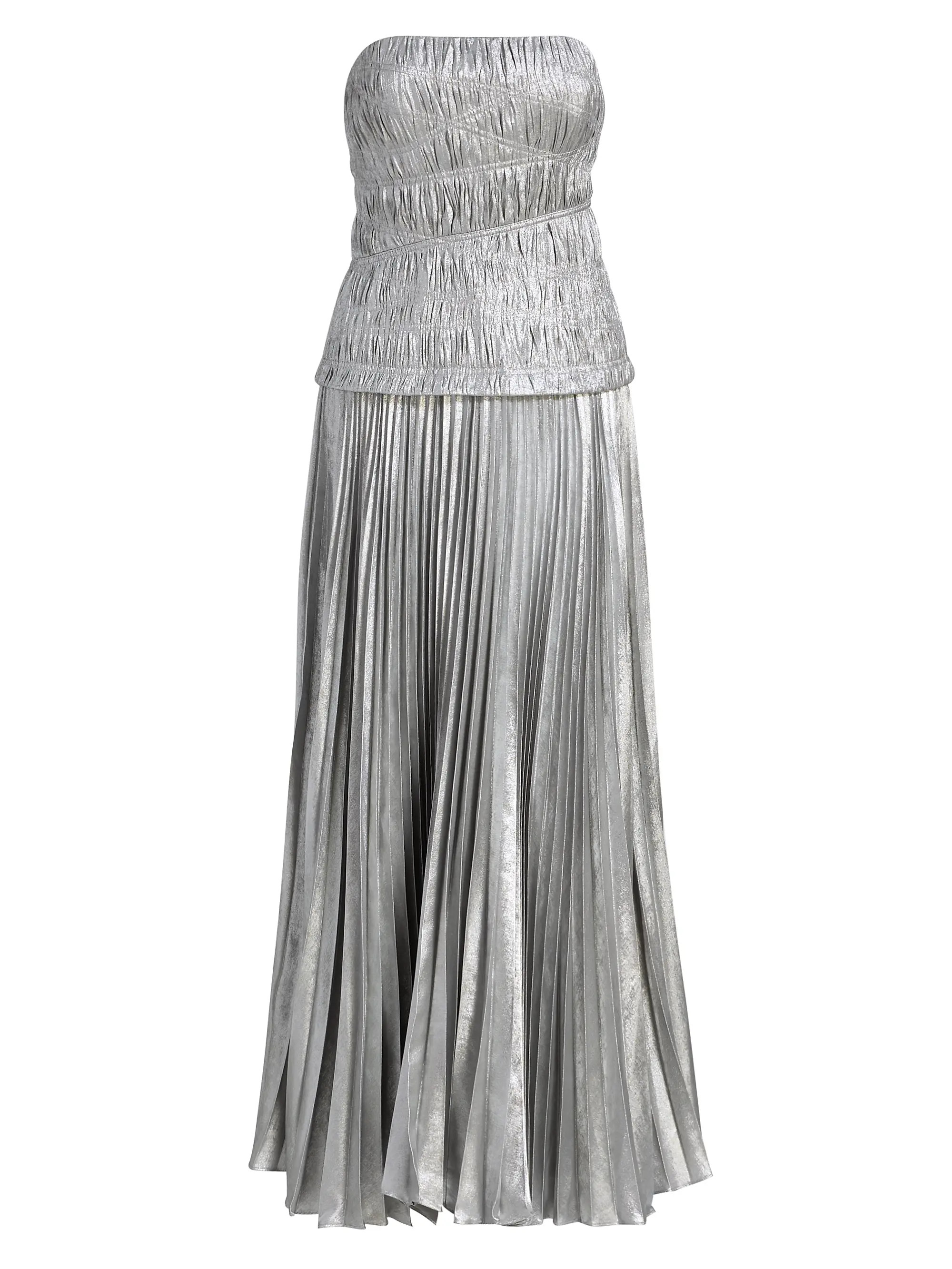 Rockland Metallic Pleated Strapless Midi-Dress | Saks Fifth Avenue