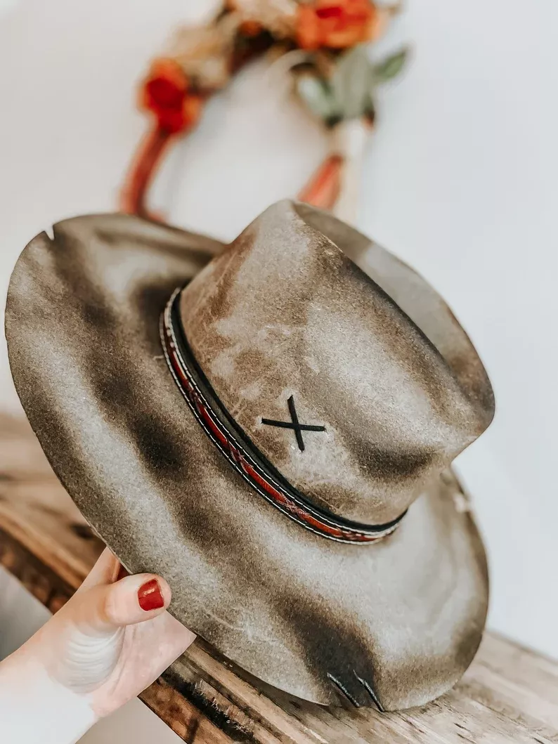 Black Burned Outlaw, Cowboy Hat, Distressed hat, Western Hat