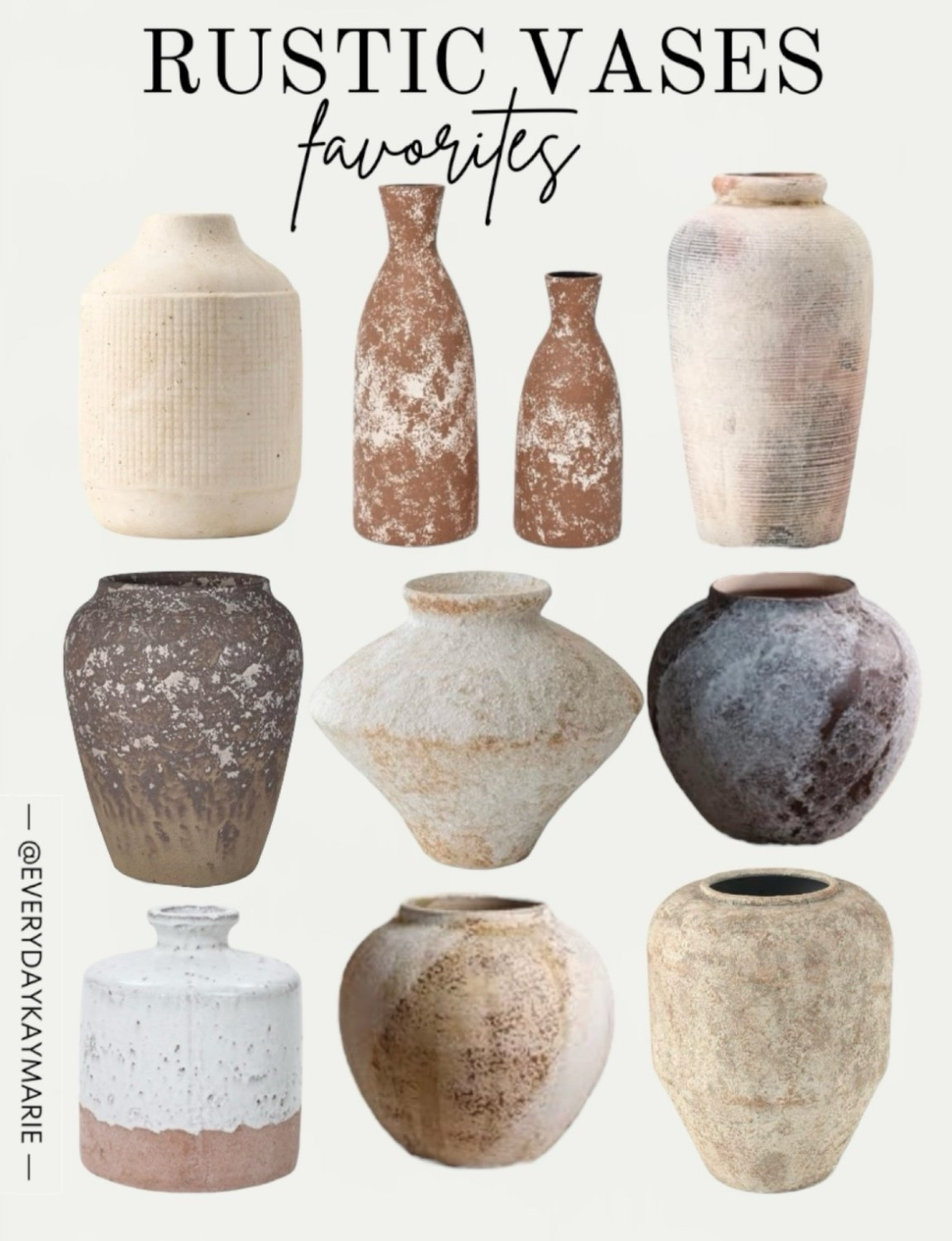 Rustic/farmhouse vases 🍂

Flower pot, flower vase, rustic home, table decor, vase finds



#LTKHome #LTKStyleTip #LTKFindsUnder100