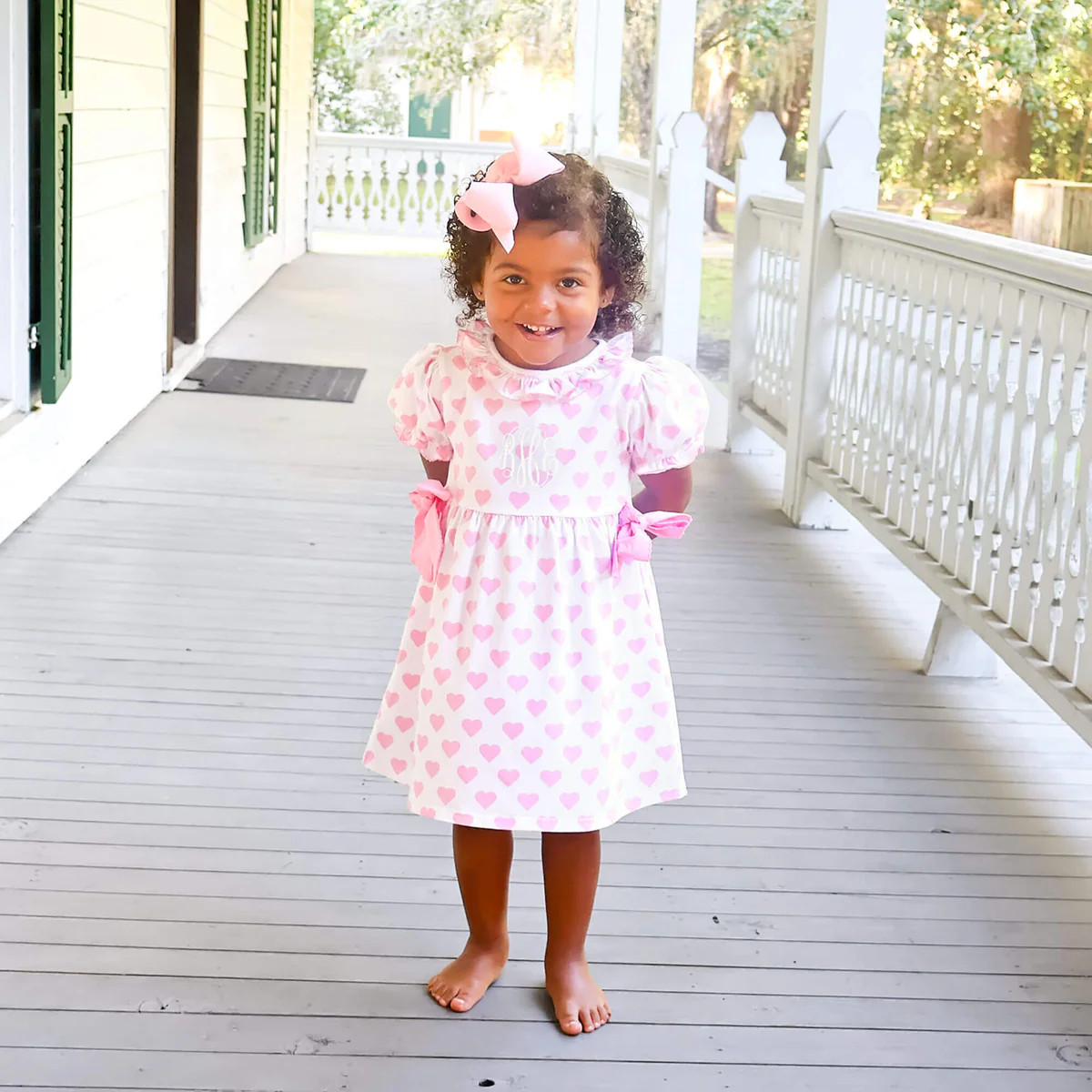 Darling Hearts Print Side Tie Bow Dress | Classic Whimsy