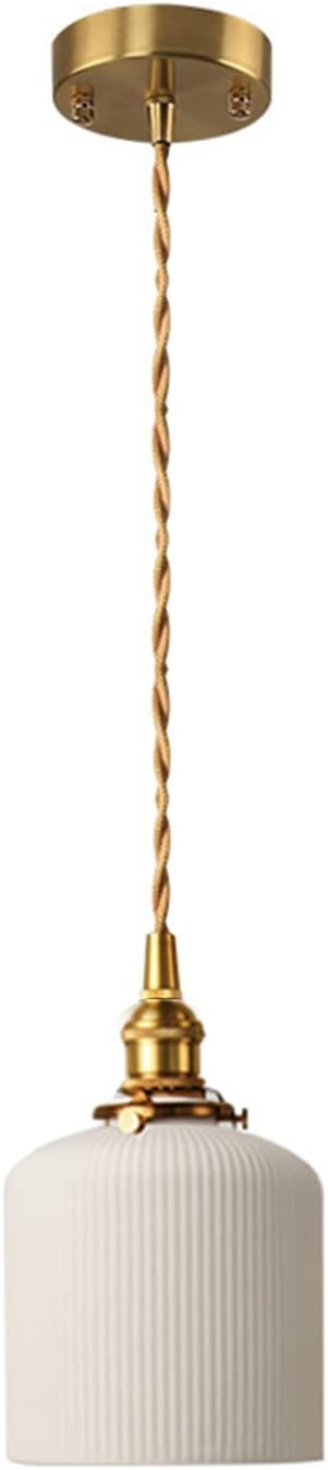Raincaty Ceramics Pendant Light Fixtures Brass E26 Socket Pendant Lighting White Lamp Shade Ceili... | Amazon (US)