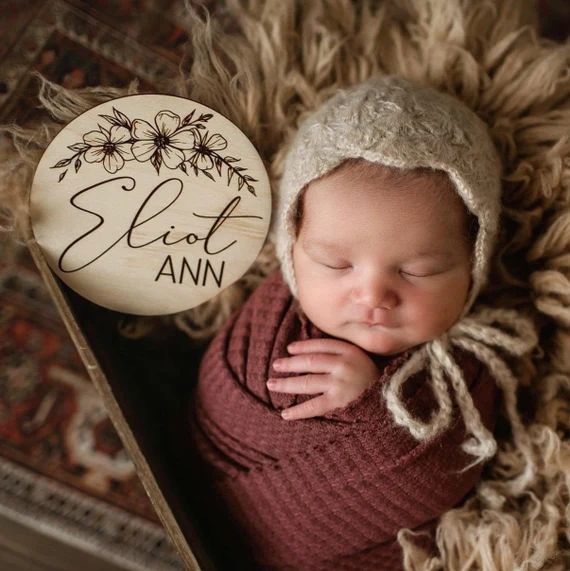 FREE SHIPPING, Birth Announcement Sign, Hospital Announcement, Wooden Round, Newborn Prop, Newbor... | Etsy (US)