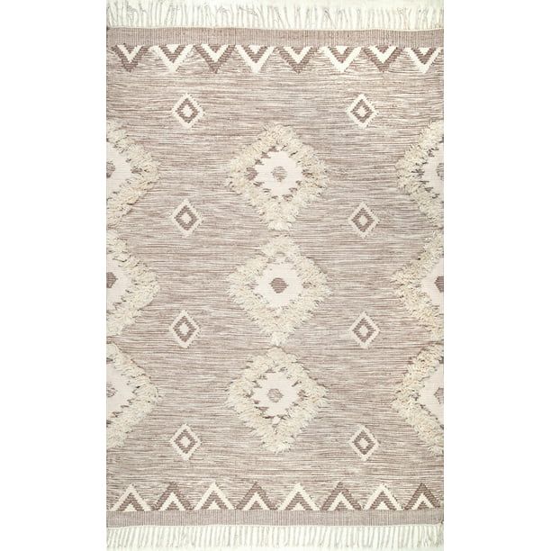 nuLOOM Savannah Moroccan Fringe Textured Wool Area Rug | Walmart (US)