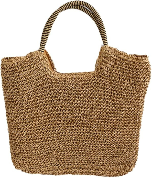 Women Straw Bgas Woven Tote Large Beach Summer Handmade Weaving Shoulder Bag Handbag | Amazon (US)