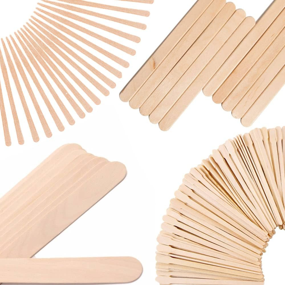Mibly 4 Style 300 Pcs Assorted Wooden Wax Sticks for Body Legs Face and Small Medium Large Sizes ... | Amazon (US)