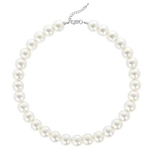 BABEYOND Round Imitation Pearl Choker Necklace Wedding Pearl Necklace for Brides White (Diameter of Pearl 14mm) | Amazon (UK)