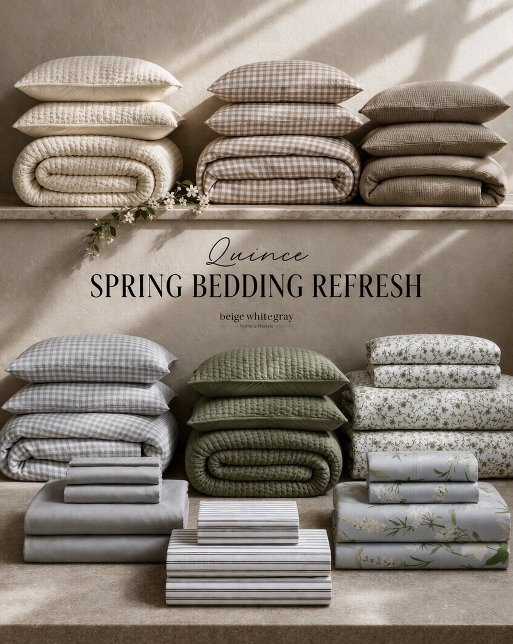 If you’ve been thinking about a little spring bedding refresh, this is your sign. From a soft gingham duvet cover to an ivory matelassé quilt, a cozy sage green quilt set, and even a delicate botanical sheet set, these pieces give that high-end look without trying too hard all from @Quince #QuincePartner

#LTKSeasonal #LTKHome