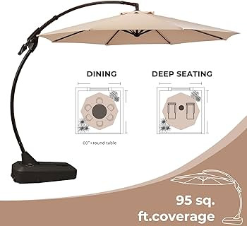 Grand patio 11FT Cantilever Umbrella with Base Outdoor Large Round Aluminum Offset Umbrella for P... | Amazon (US)