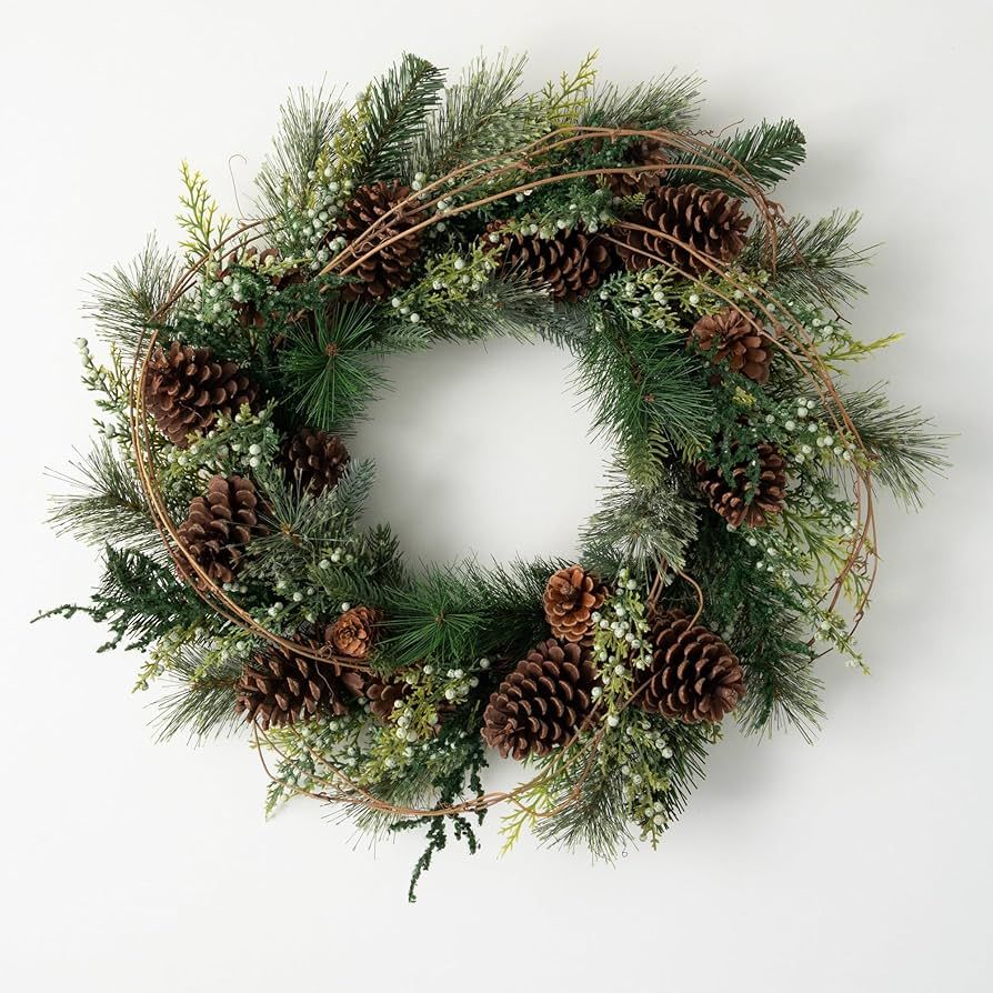 24" H Sullivans Woodland Pine Wreath; Green Winter Wreaths for Front Door, Christmas Décor, Chri... | Amazon (US)