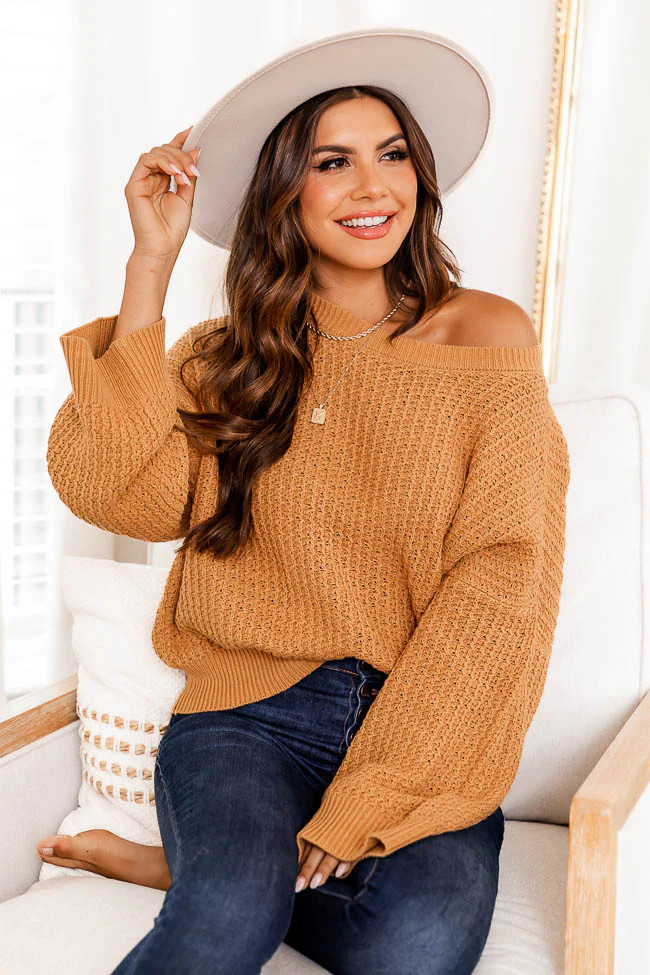 Someday Plans Camel Textured Sweater FINAL SALE | Pink Lily