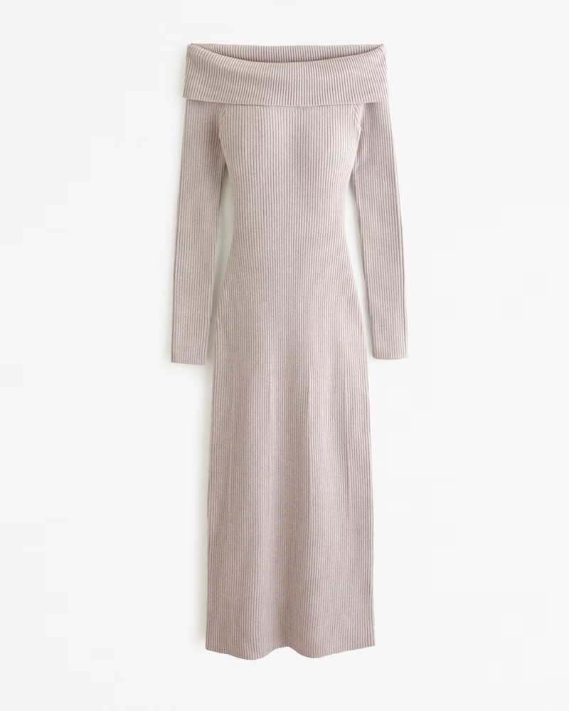 Women's Off-The-Shoulder Midi Sweater Dress | Women's New Arrivals | Abercrombie.com | Abercrombie & Fitch (US)