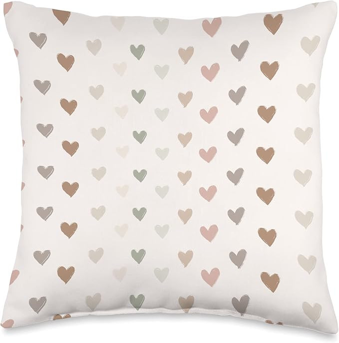 The Cute Colorful Hearts Pattern Design Boho Cute Hearts with Neutral Pastel Colors Throw Pillow,... | Amazon (US)