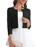 OmicGot Women's 3/4 Sleeve Open Front Knit Cropped Bolero Shrug Cardigan Sweater for Women S-XL | Amazon (US)