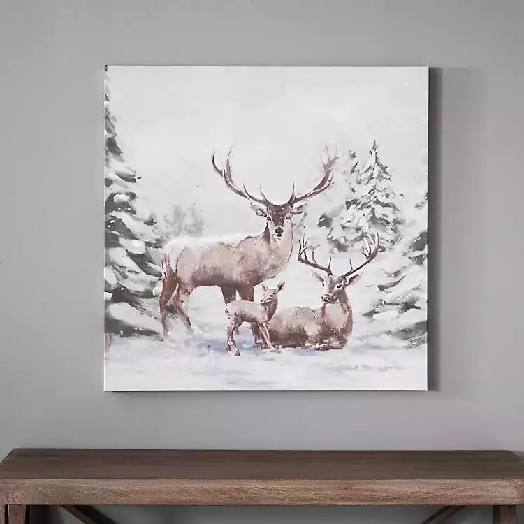 Reindeer Family Canvas Art Print | Kirkland's Home