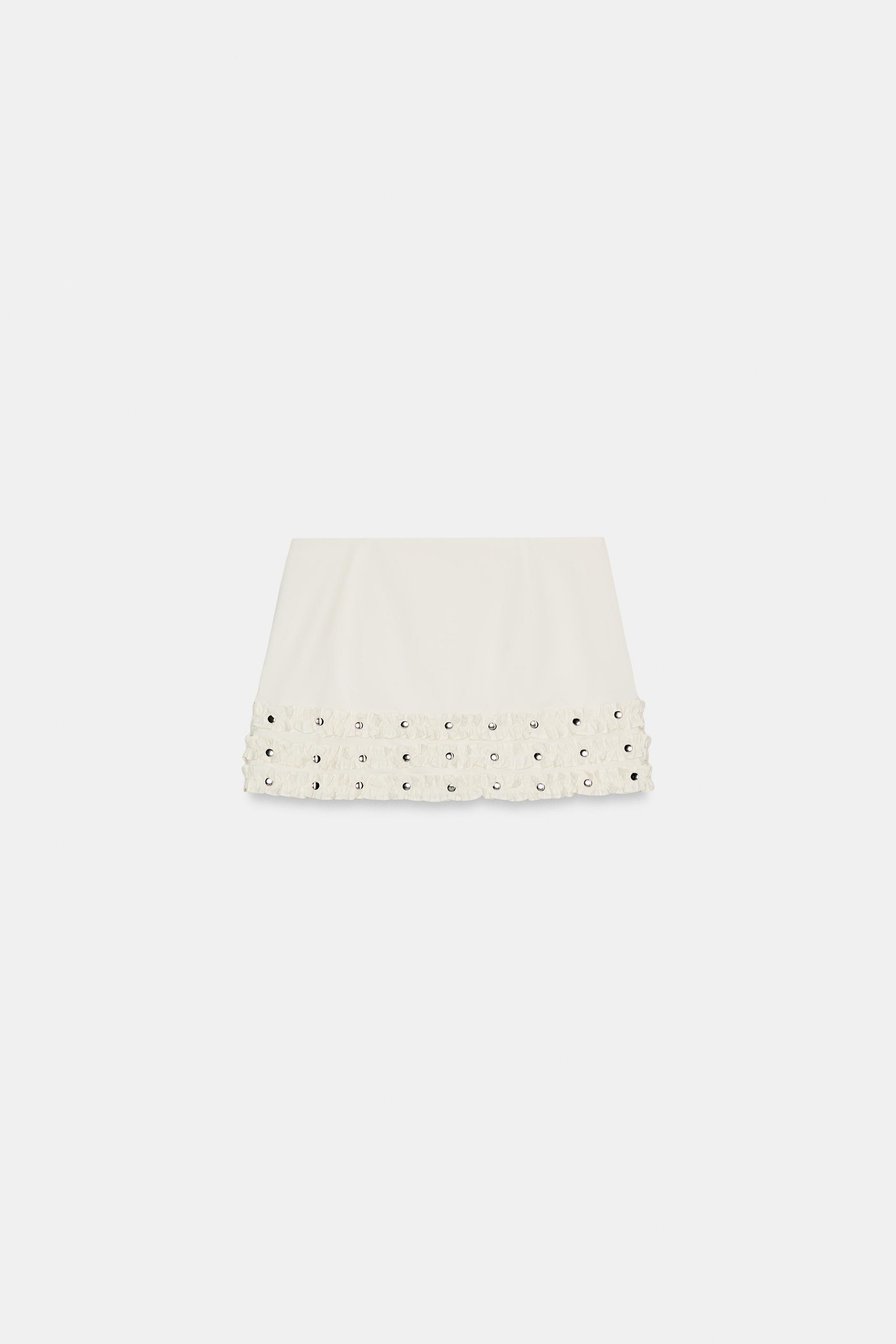 MINI SKIRT WITH RUFFLES AND STUDS | Zara UK