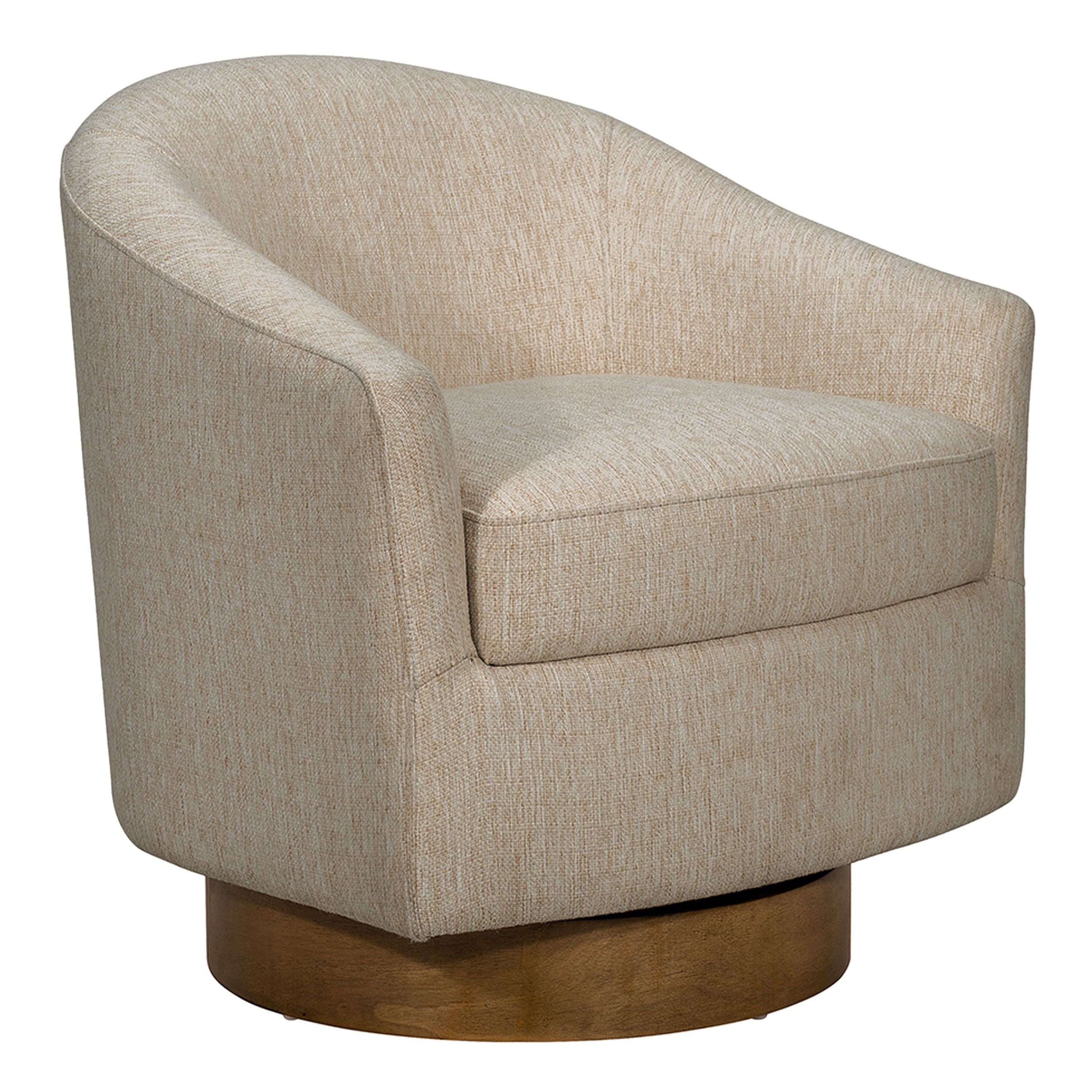 Hayden Exposed Wood Roll Arm Upholstered Swivel Chair | World Market