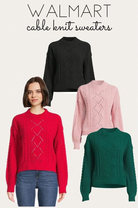 Cable knit sweaters from No Boundaries at Walmart 
Holiday sweater 

#LTKfindsunder50 #LTKSeasonal #LTKHoliday