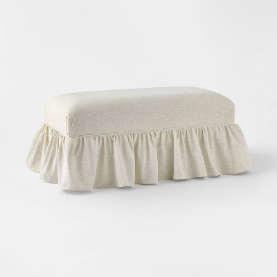 Ruffle Skirt Bench Cream Flecked Linen - Threshold™ designed with Studio McGeeThis item is not ... | Target