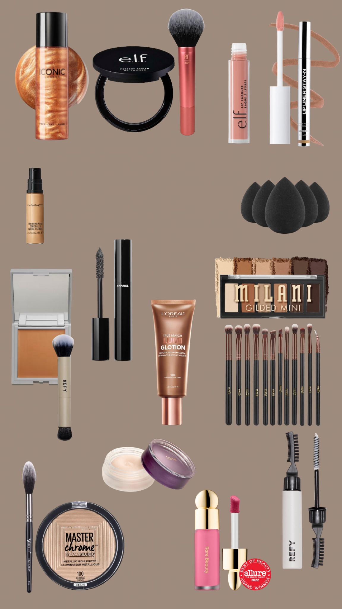 My go-to drugstore + high end makeup products for a quick 10-min routine 🫶🏼
1. Tarte Timeless Smoothing Primer
2. L’Oreal Lumi Glotion (Deep)
3. M.A.C. Cosmetics Prolongwear Concealer (NC35)
4. Black Beauty Blender Dupe (5-pack)
5. REFY Cream Bronzer (Sand)
6. REFY Duo Brush
7. Rare Beauty Soft Pinch Liquid Blush (Happy)
8. E.L.F. Perfect Finish HD Pressed Powder (Translucent)
9. Real Techniques Powder Brush
10. Milani Gilded Mini Eyeshadow Palette (Whiskey Business)
11. MSQ Eyeshadow Brush Set
12. Chanel Le Volume Mascara (Noir)
13. REFY Brow Sculpt
14. Sacheu Peel-off Stain Lip Liner Stain (MUAH-ve)
15. E.L.F. Lip Lacquer (Whisper Pink)
16. Maybelline Master Chrome Highlighter (Molten Gold)
17. BEILI Tapered Highlighting Brush #846
18. Iconic London Prep-Set-Glow Mist (Glow)

#LTKStyleTip #LTKFindsUnder50 #LTKBeauty