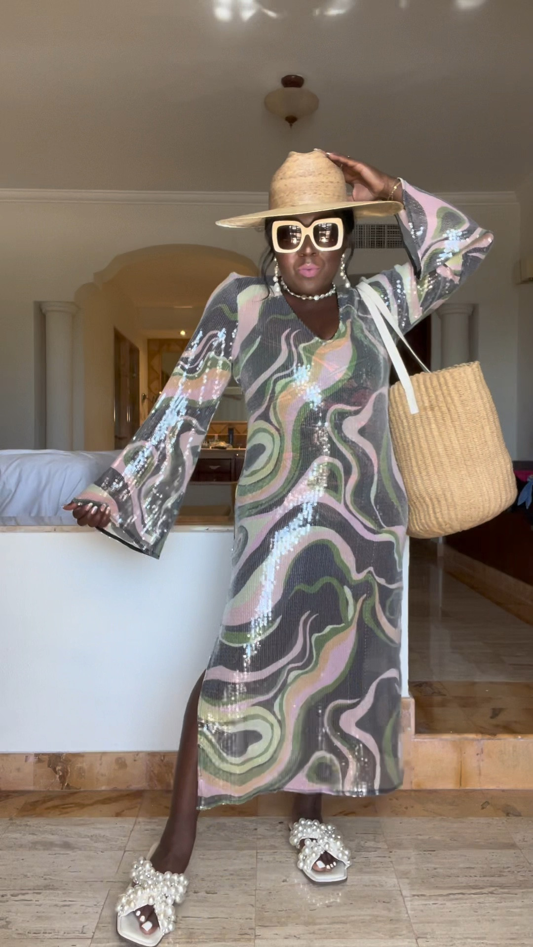 Off to the beach!! Found this amazing swimsuit and coverups from Anthropologie! Absolutely obsessed with this one piece and so happy with the fit! Styled it with some pearl jewelry and slides, tote bag, hat and large sunglasses!

#LTKstyletip #LTKVideo #LTKtravel