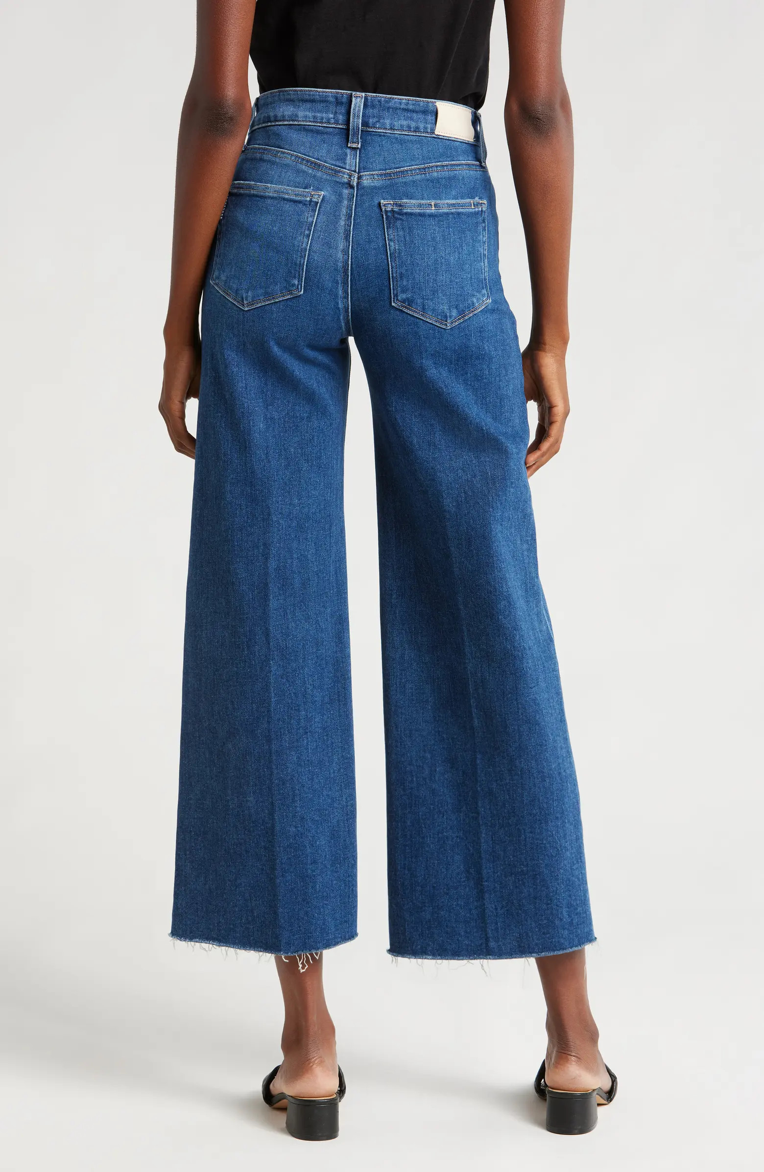 PAIGE Anessa Raw Hem Wide Leg Crop Jeans | Nordstrom | Nordstrom