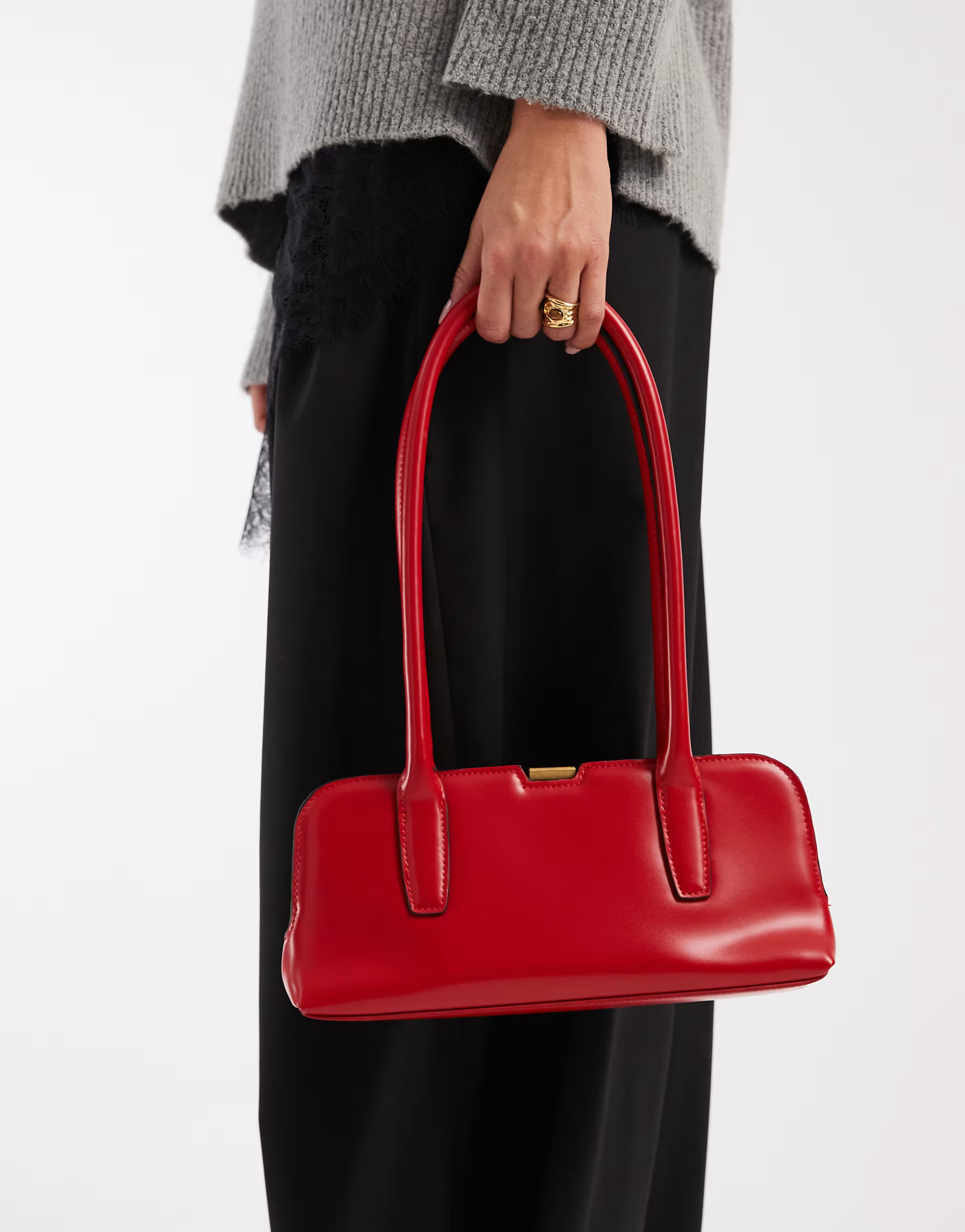 ASOS DESIGN elongated frame bag in red | ASOS (Global)